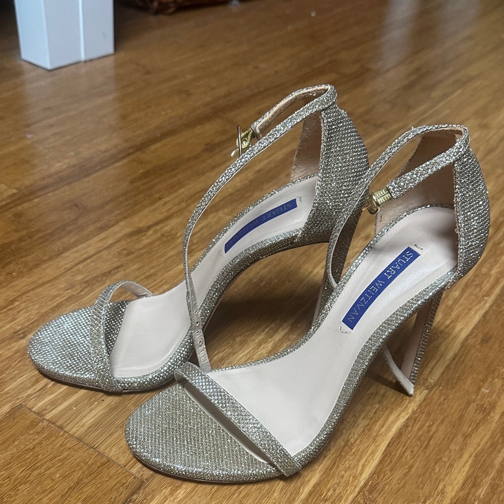 Stuart Weitzman Glittering Gold heels nudistcurve 7